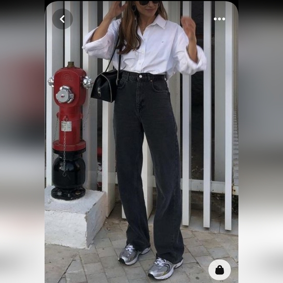 Zara Wide Leg Jeans Gray - Picture 3 of 14